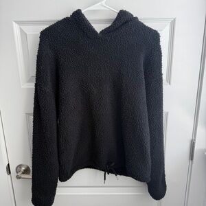 GAP Sherpa Hoodie Size Small Black Cozy Pullover Fleece 100% Polyester